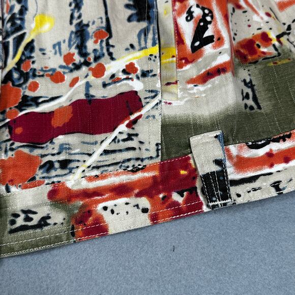 Units Woman Jacket 2X Abstract Print Button Front Long Sleeve Boxy Cotton Coat - Picture 6 of 15